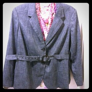 Navy tweed Eloquii belted jacket/blazer